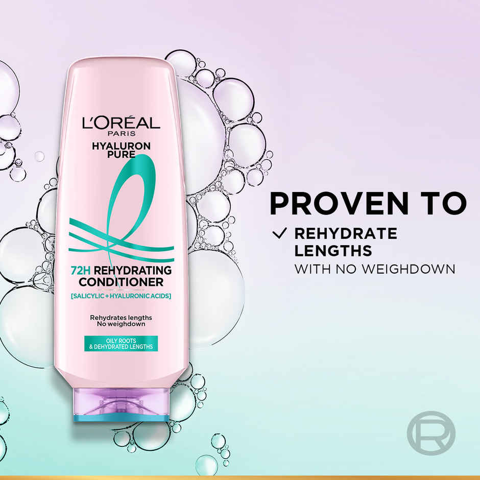 L'Oreal Paris Hyaluron Pure 72H Rehydrating Conditioner For Smooth Tangle - Free Hair
