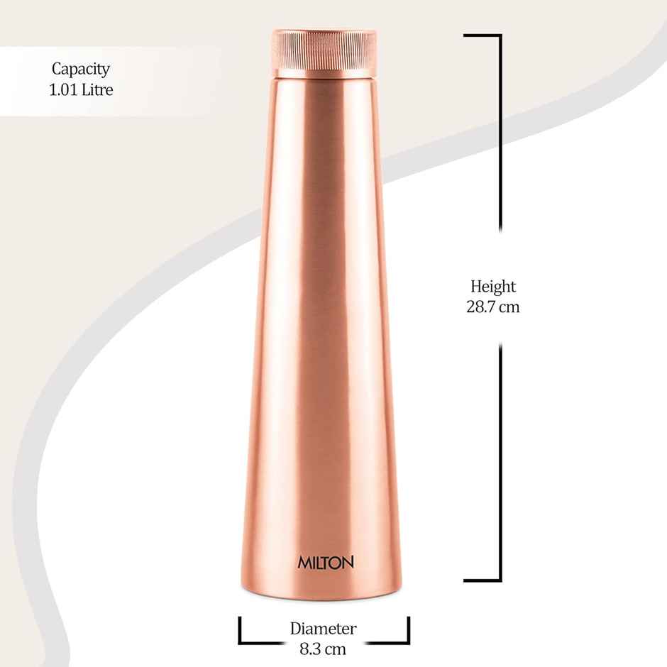 Milton Copper Delight 1000 Bottle | 915 ml | Lacquer Coating | Curved Bottle | 100% Pure Copper