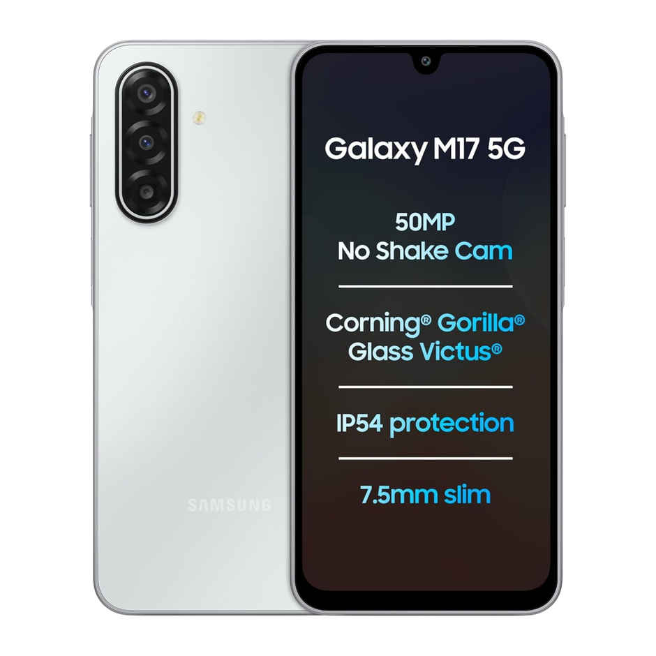 Samsung Galaxy M17 5G Circle to Search | Gemini Live | 4GB RAM, 128GB Storage | Moonlight Silver