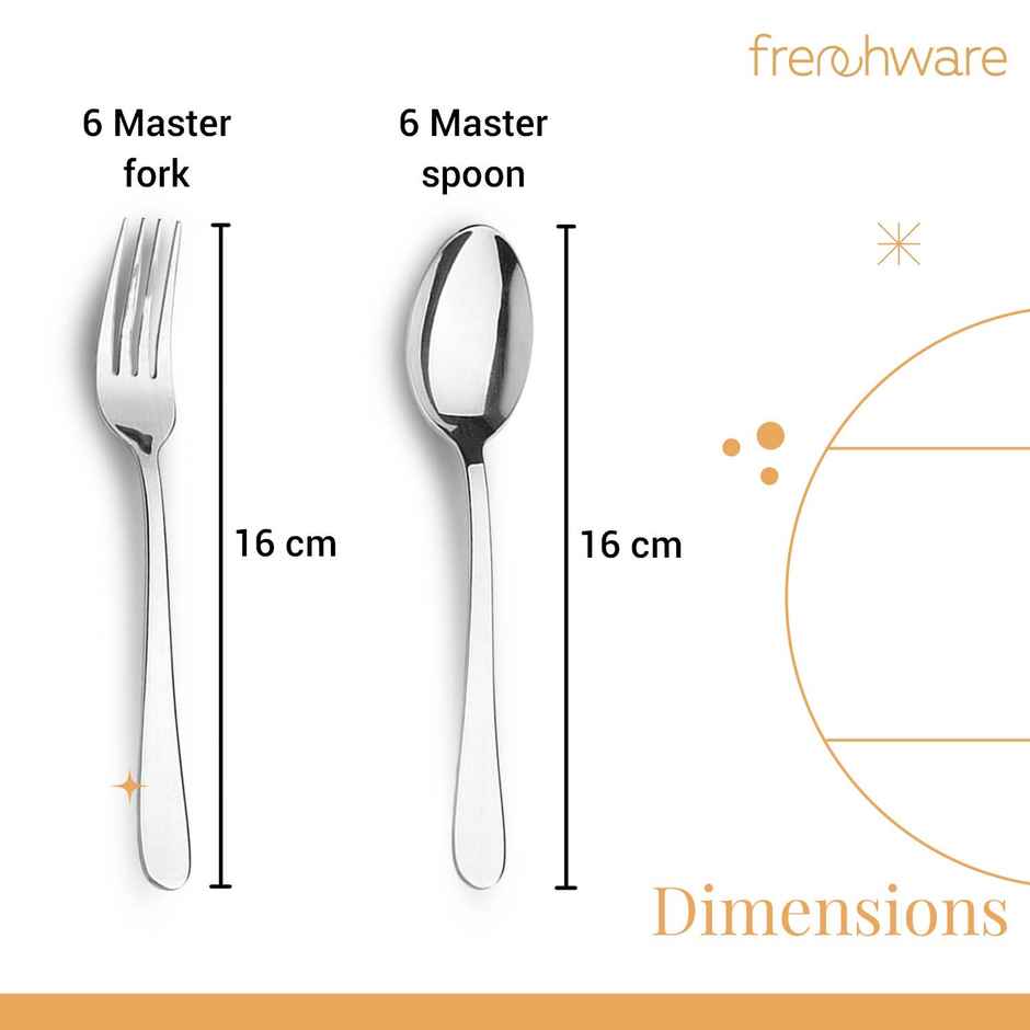 Frenchware Stainless Steel Cutlery Set of 12 - 6 Spoons, 6 Forks, Rust-free, Perfect for Gifting