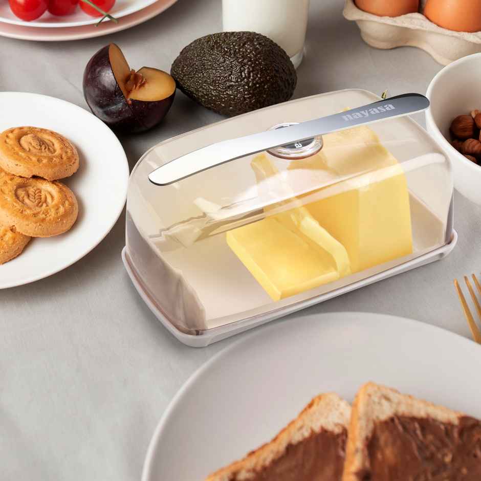 Nayasa Smart Butter Dish | Elegant & Durable Plastic Butter Container with Lid | Brown