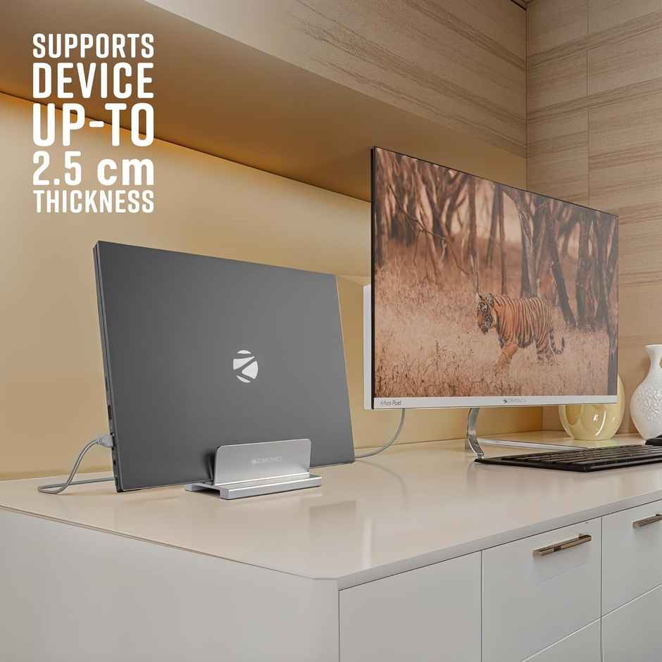 Zebronics Ns2000V Vertical Laptop Stand, Devices Up-To 2.5Cm Thickness