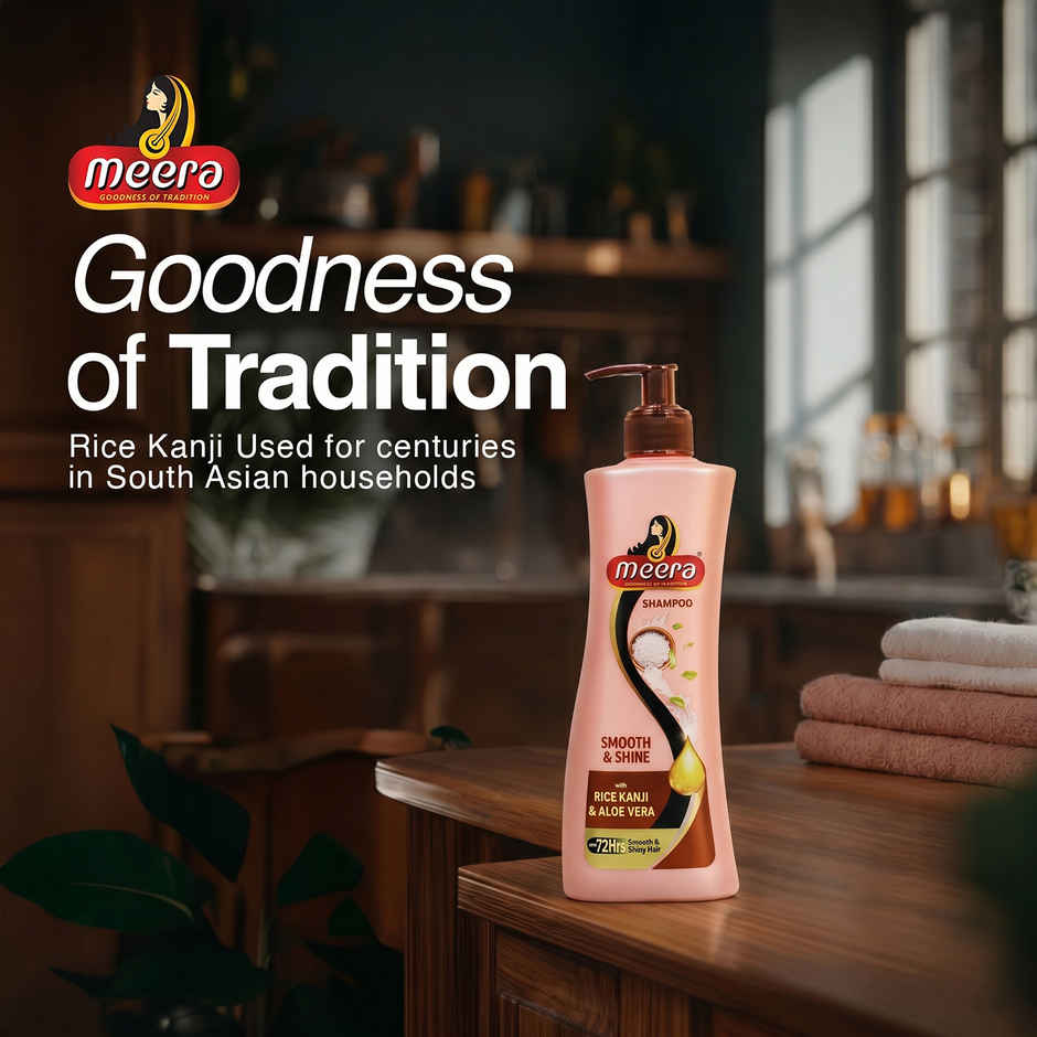 Meera Smooth & Shine Shampoo, Rice Kanji & Aloe Vera, 72H Smooth Hair