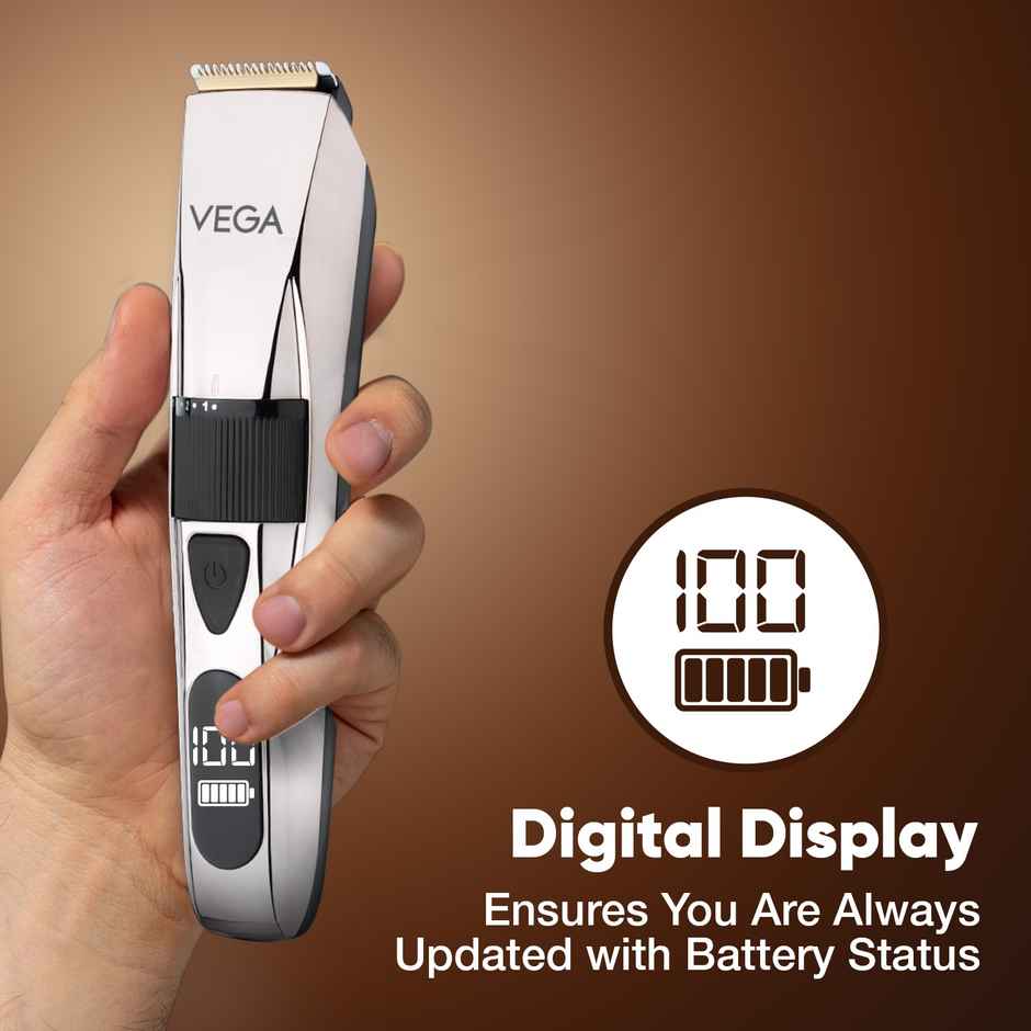 Vega P3 Battery Powered Trimmer for Men, USB C Type, 160 Mins Runtime & 2 Beard Comb, (VHTH-27)