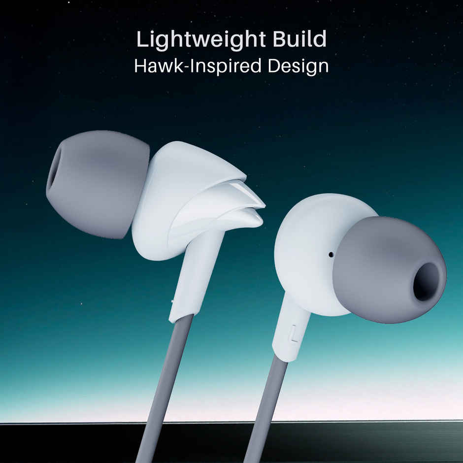 boAt Bassheads 300C Wired Earphones,Type C Jack, 10mm Drivers, in Line Mic, 120cm Cable | Cool Grey