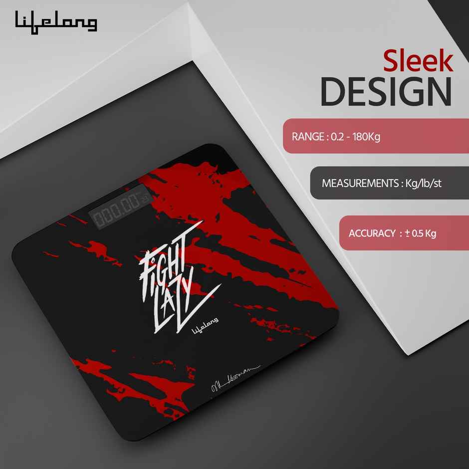 Lifelong Fight Lazy Series LLWS135 Digital Weight Machine For Body Weight | Thick Tempered Glass