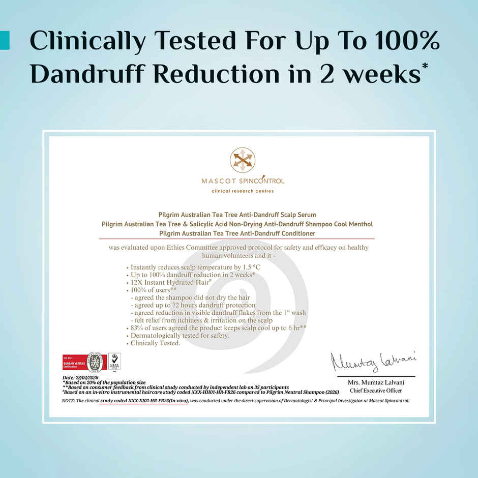 Pilgrim Australian Tea Tree & Salicylic Acid Anti-Dandruff Shampoo with Cool Menthol