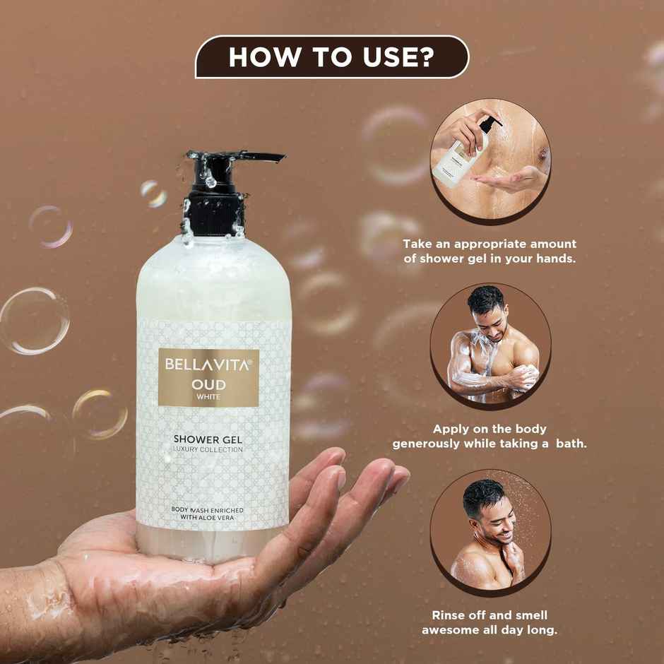 Bella Vita Luxury OUD WHITE Body Wash Refreshing Shower Gel for Deep Cleansing