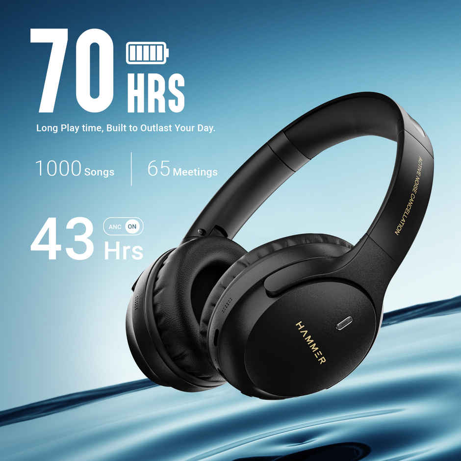 Hammer Bash Vivid ANC Wireless Bluetooth Over-Ear Headphones | 23dB Active Noise Cancellation