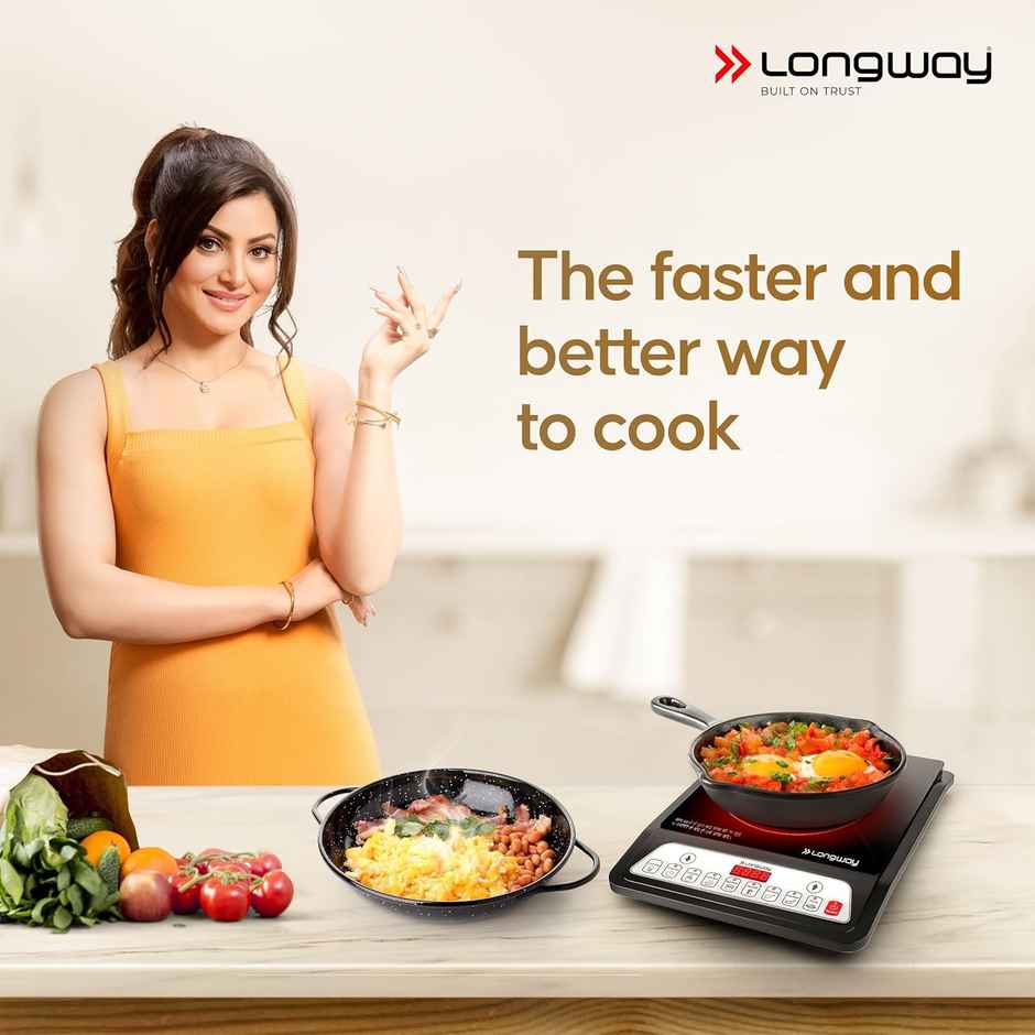 Longway Elite Plus IC 2000 Watt Induction Cooktop with Auto Shut-Off & Over-Heat Protection With 8 Cooking Mode - Black