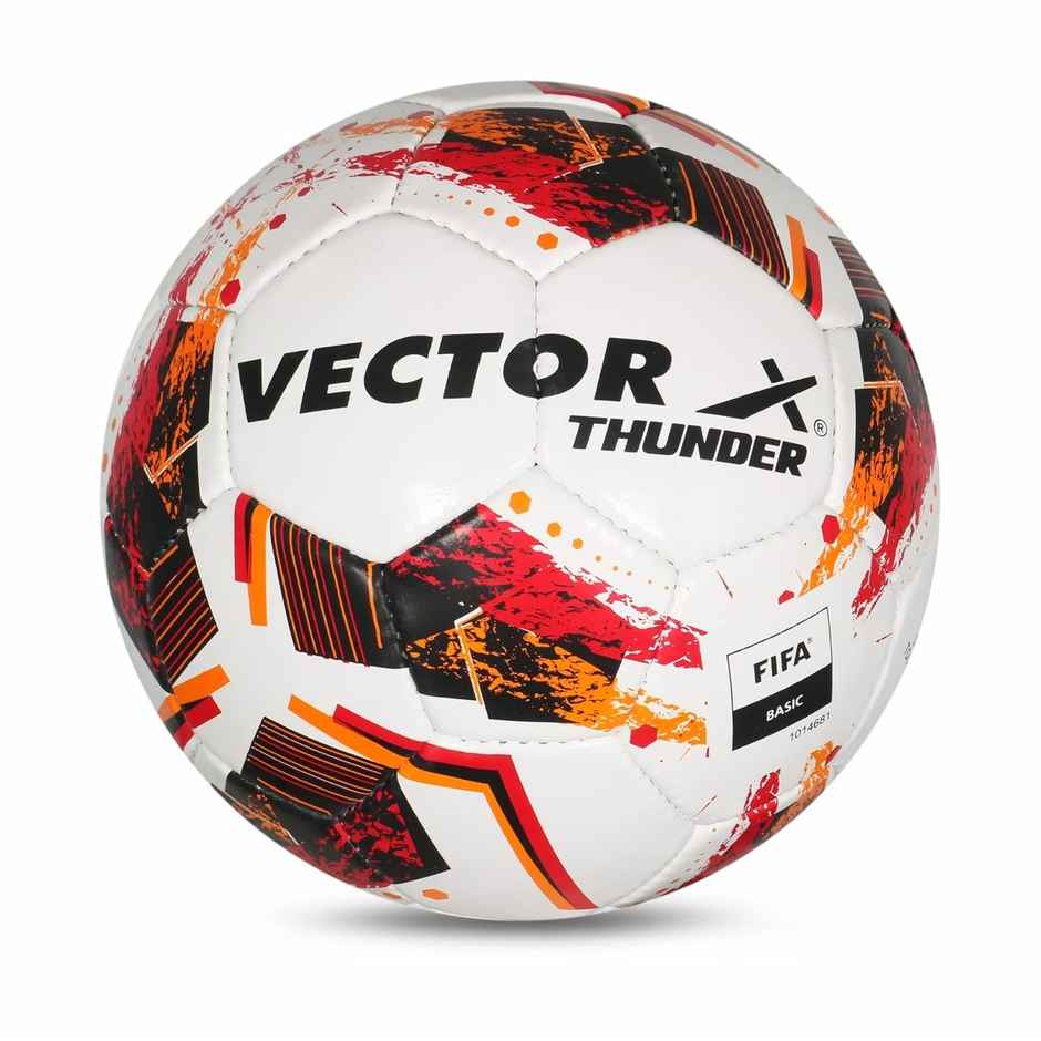 Vector X Thunder FIFA Basic Football | White Red | Size - 5