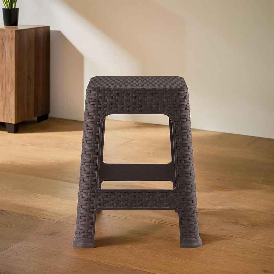 Kuber Industries Plastic Sitting Stool | Bedroom | Kitchen | Living Room | Brown