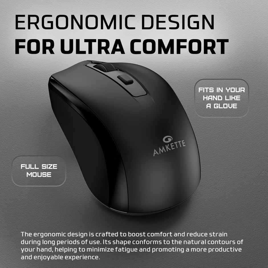 Amkette Hush Pro Astra Wireless Mouse - Black