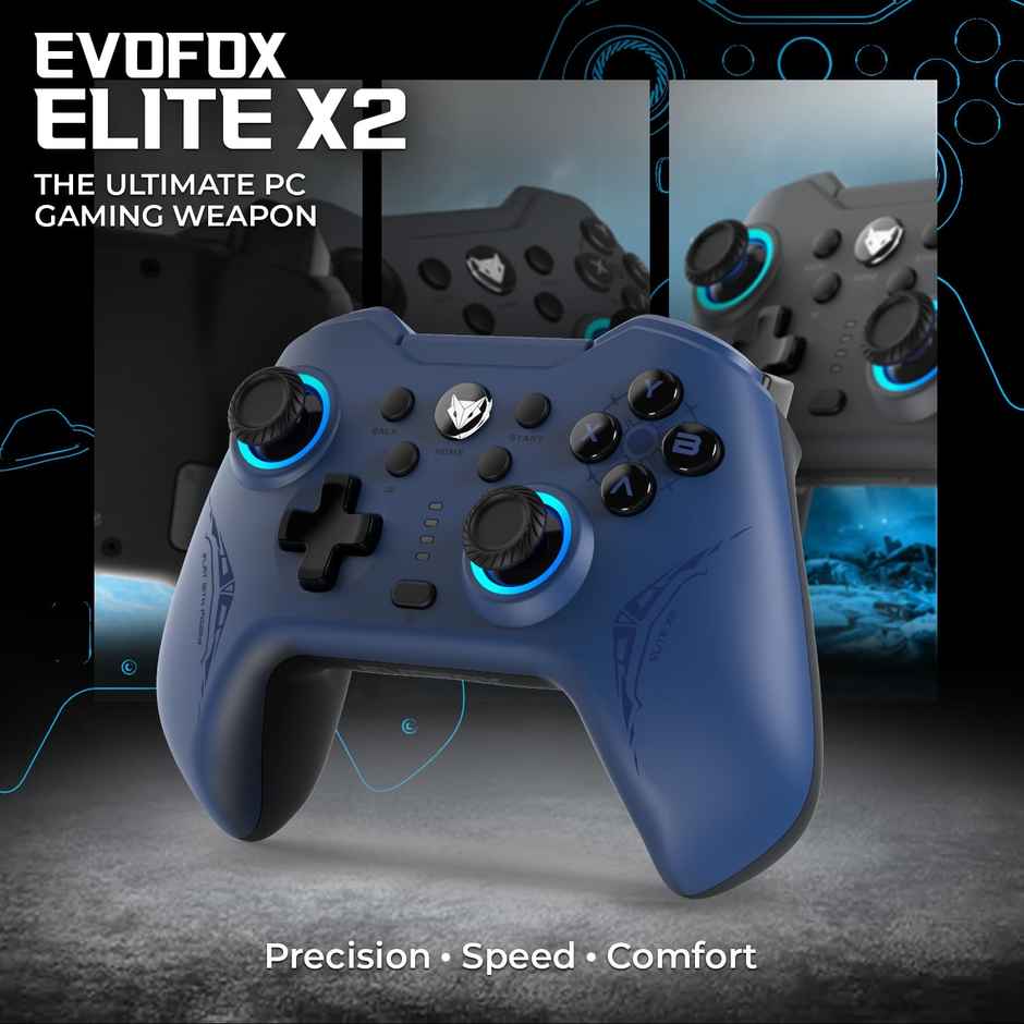 EvoFox Elite X2 Wireless & Wired Usb-C Gamepad For Pc With Hallsense Magnetic Triggers