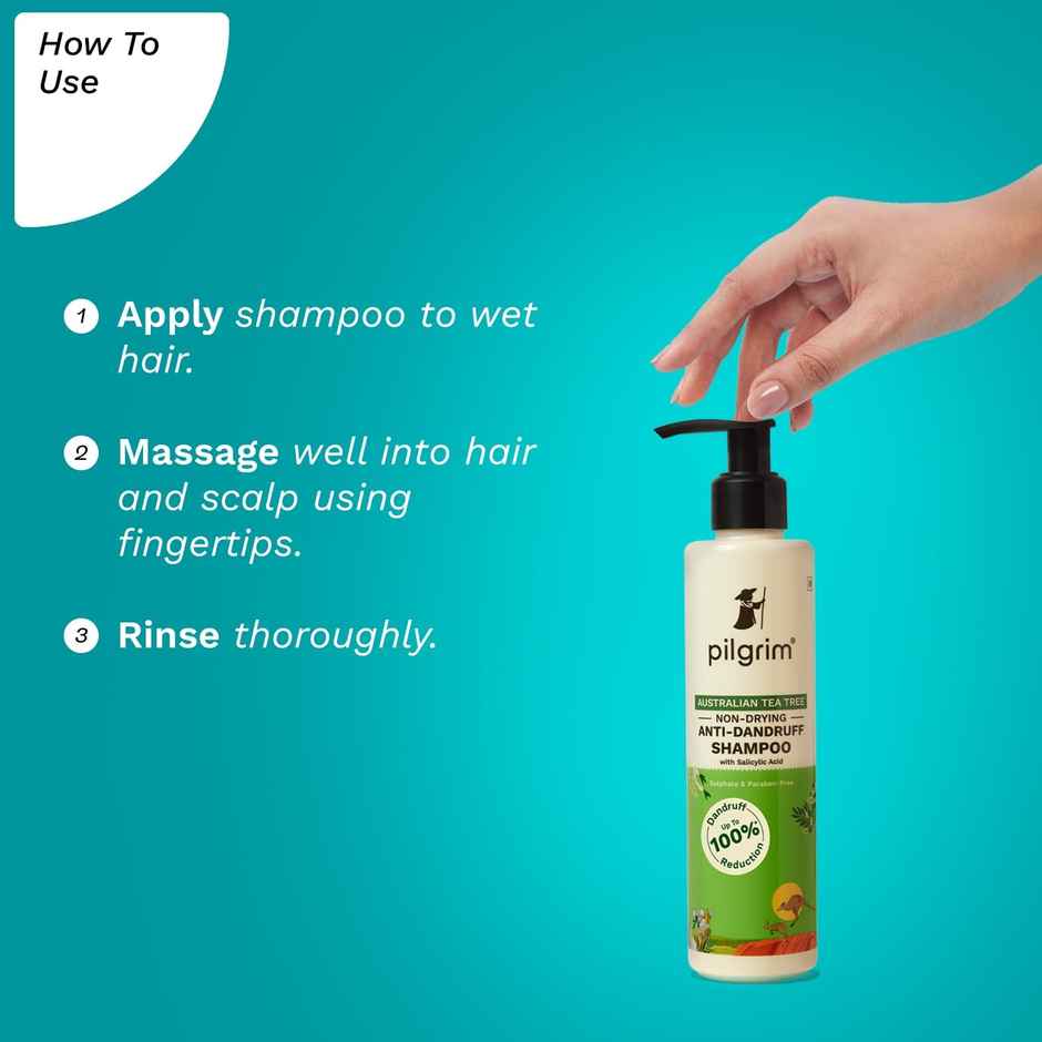 Pilgrim Tea Tree Non-Drying Anti-Dandruff Shampoo Helps remove Dandruff for Men & Women