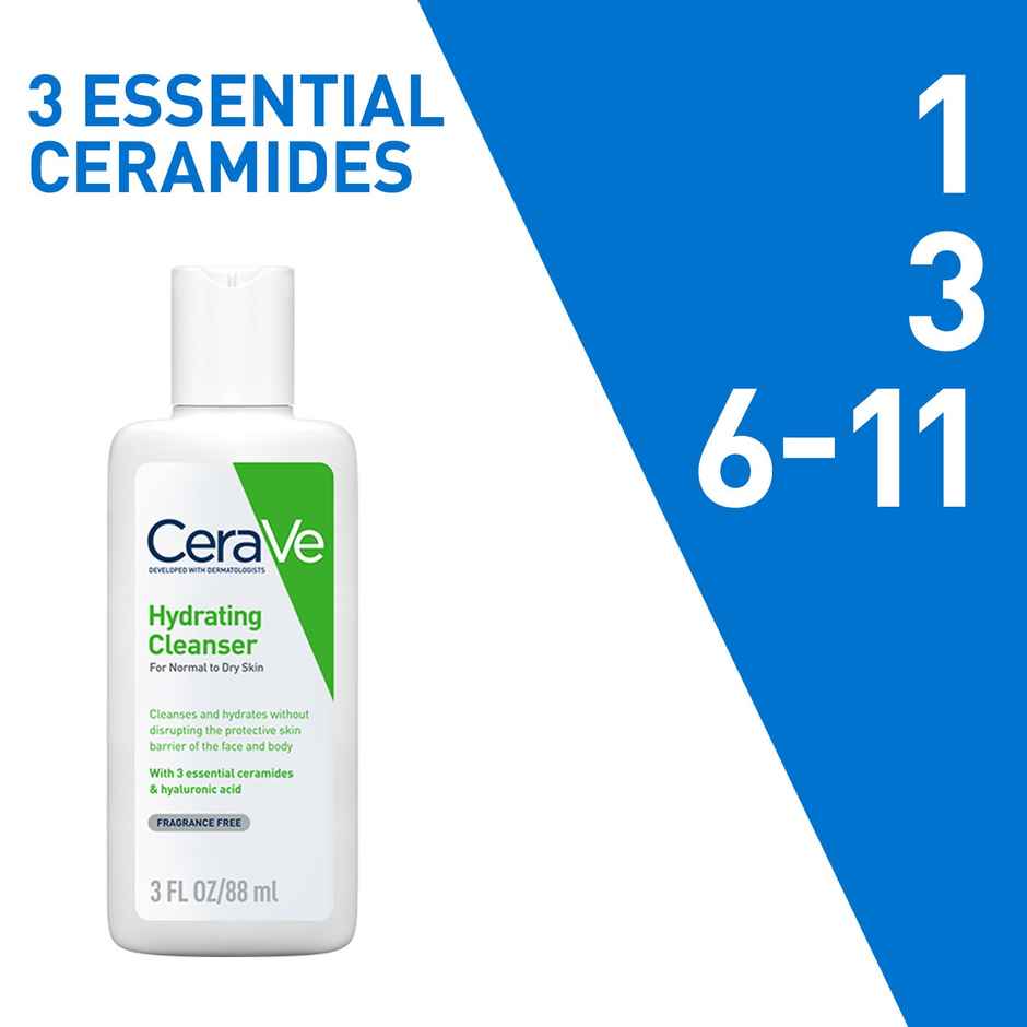 CeraVe Hydrating Cleanser Non-Foaming Face Wash For Dry Skin With Ceramides & Hyaluronic Acid