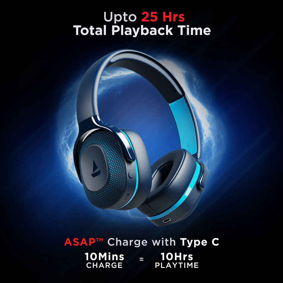 boAt Rockerz 425 On Ear BT Headphones w/ 25H Playtime, BEAST mode & BTv5.2 (Oceana Blue)