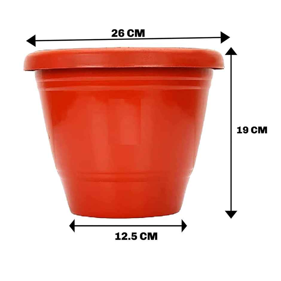 Leafy Tales Plastic Pots, Terracotta Color 10 Inch Pot Size, 5 Pieces, Big (10" Terracotta Pot - 5)