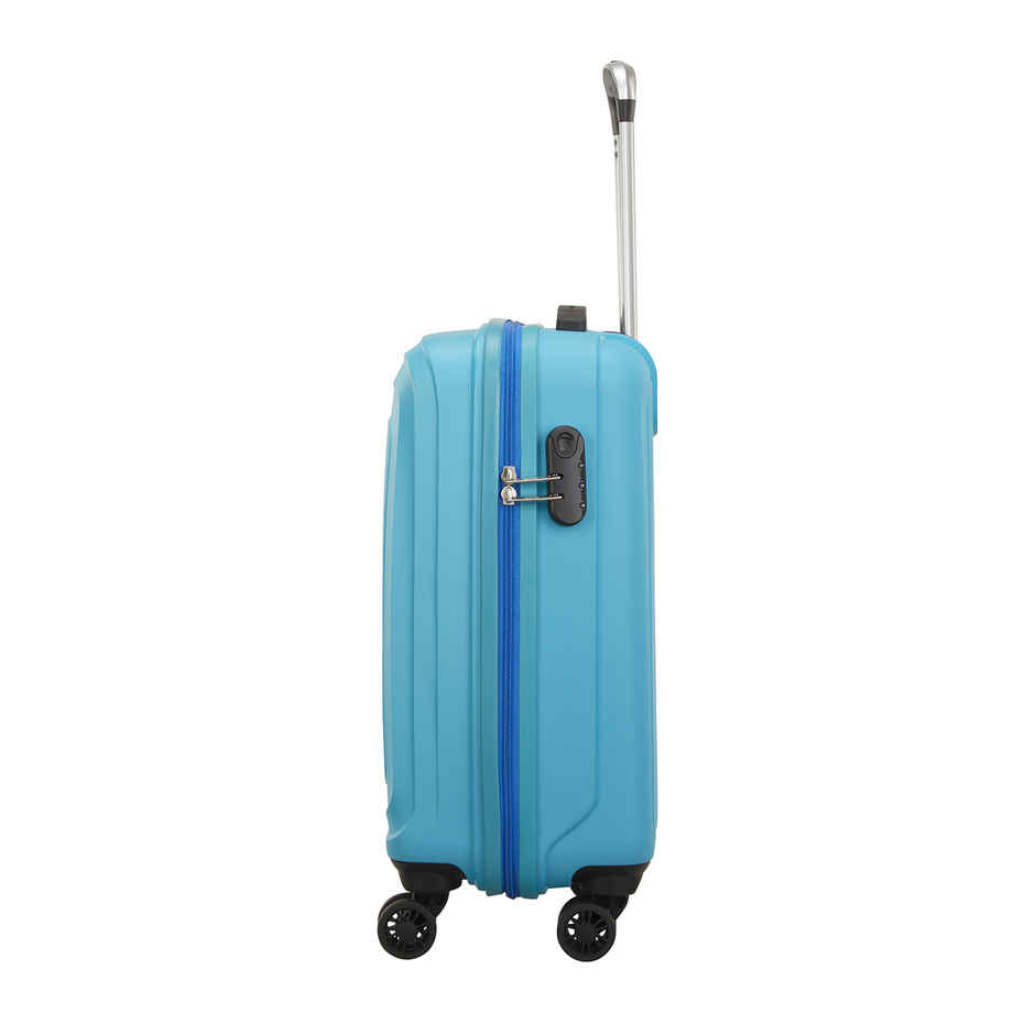 VIP Unisex Textured Polycarbonate 35 L Retractable Trolley Bag | Turquoise Blue - S