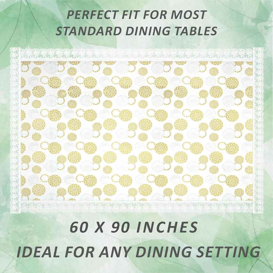 Kuber Industries Rangoli Printed PVC 6 Seater Dining Table Cover | 60"x90" (Cream)