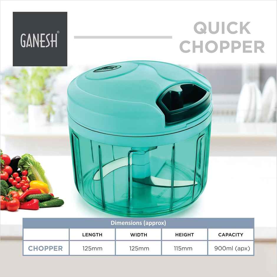 Ganesh Multipurpose Plastic Vegetable Chopper 3 Blades Pool Green (725 ml)