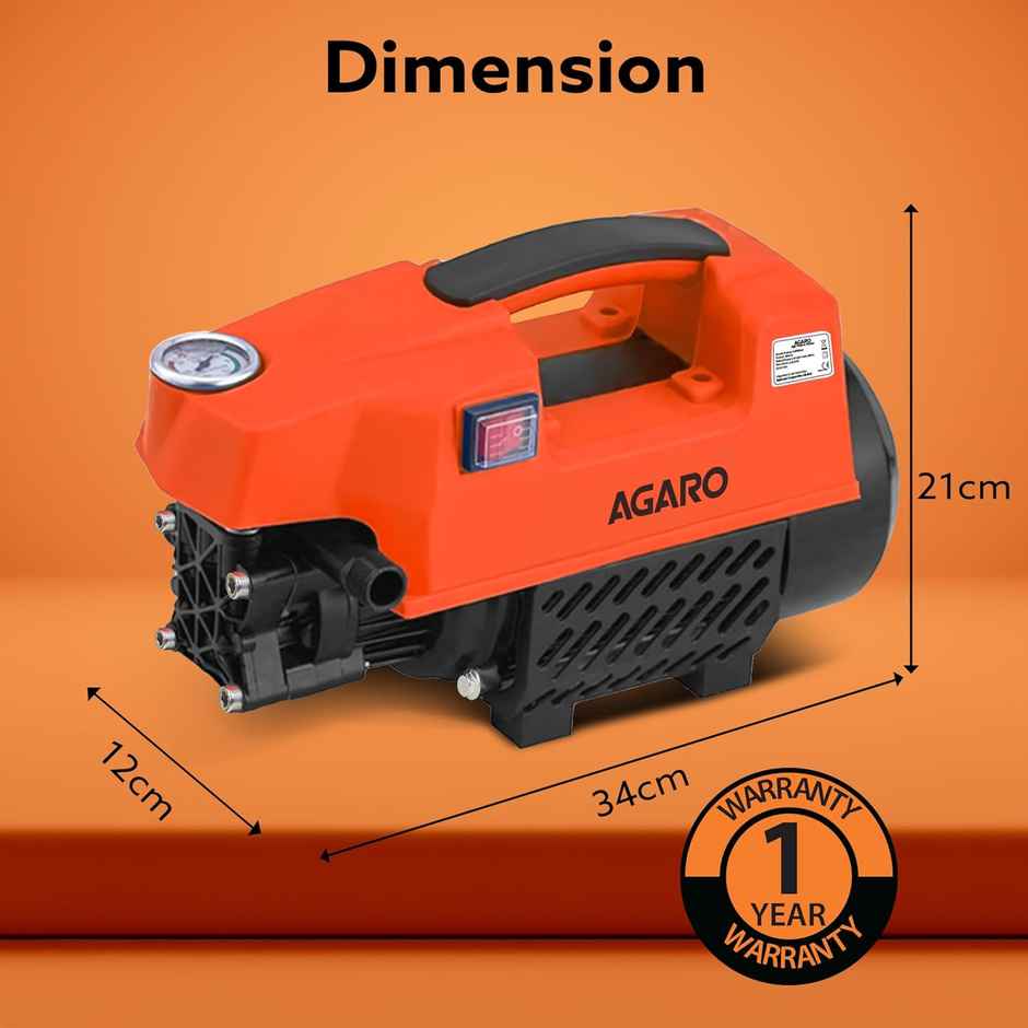 Agaro Supreme High Pressure Washer Car Washer 1800 Watts Motor, Portable, Car, Bike & Home Cleaning
