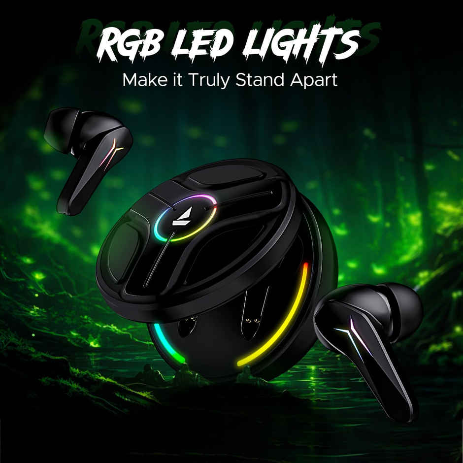 boAt Immortal 141 TWS Earbuds for Gaming w/ 40H Playtime, BEAST Mode & RGB LEDs (Black Sabre)