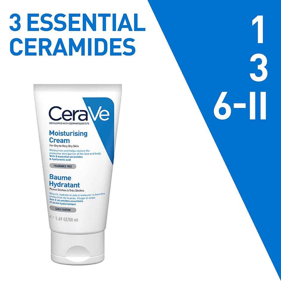 CeraVe Moisturizer Cream For Dry Skin Barrier Repair With Ceramides & Hyaluronic Acid