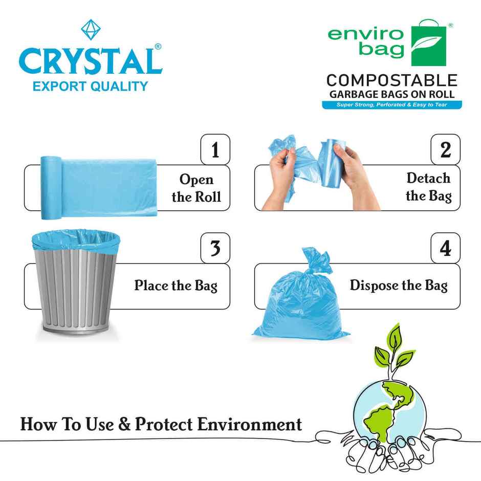 Crystal Large Garbage Bag 24x32 Compostable, Blue Colour