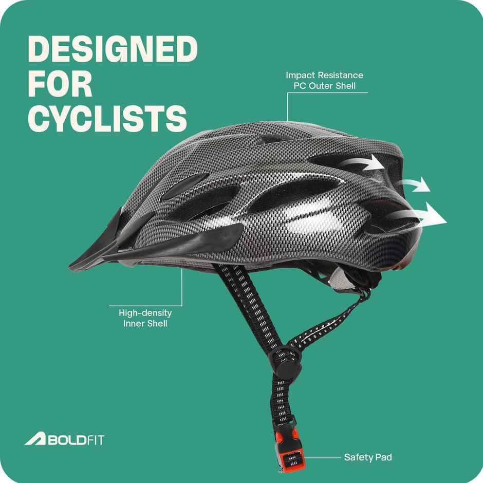 Boldfit Cycle Helmet For Men & Women Carbon Black