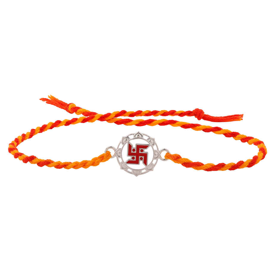 Rakhi for Brother | Swastik | 925 Sterling Silver | Thread | Pack of 1 | Voylla Precious