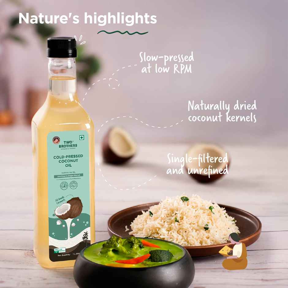 Two Brothers Coconut Wood Pressed Oil Single-filtered | Plastic bottle