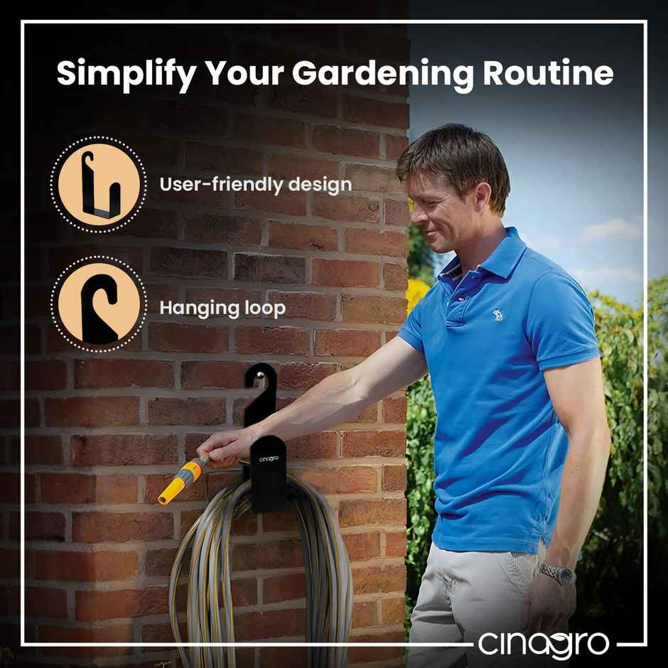 Cinagro Garden Pipe Holder Hook, Hose Pipe Stand | Hang With or Without Wall Mounting