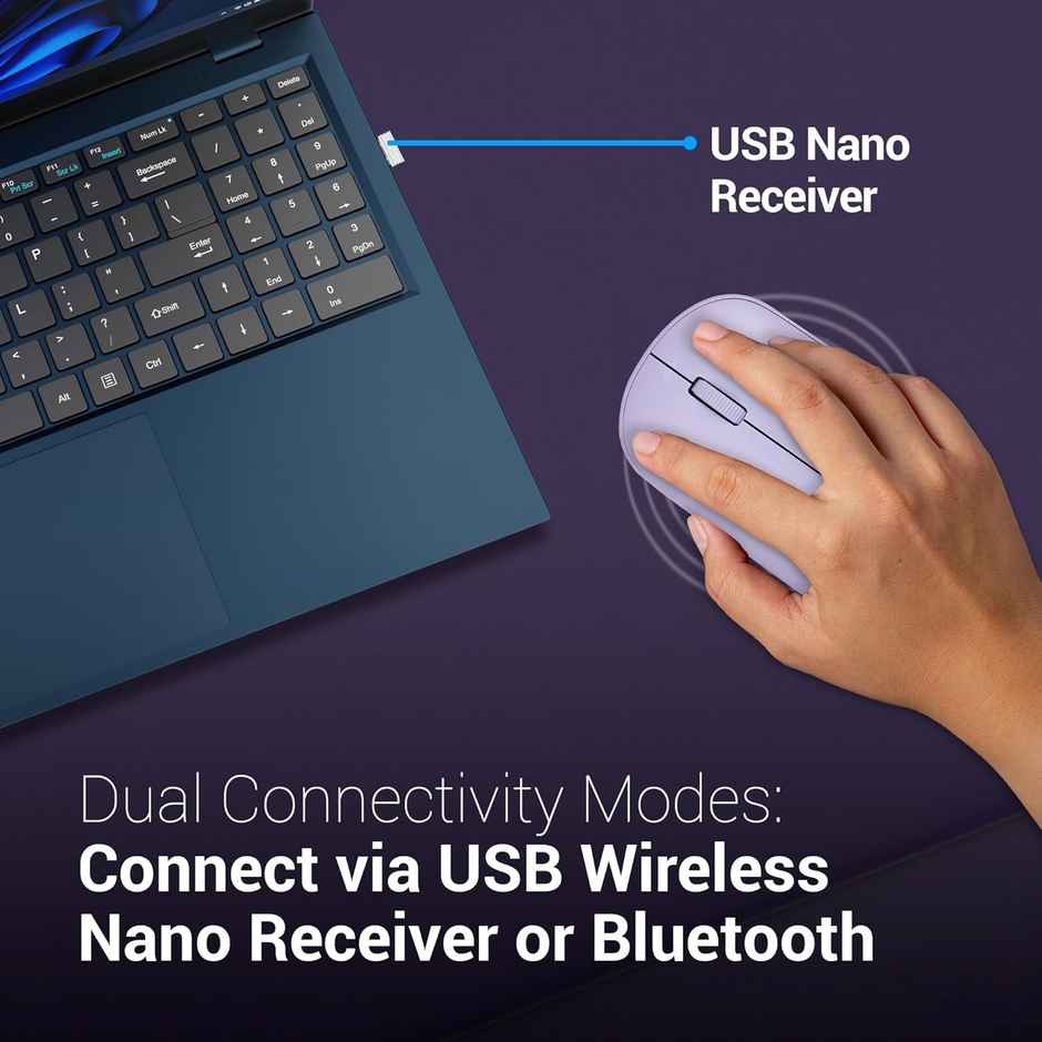 Buy Zebronics Pulse Wireless Mouse, Multi Connectivity, Dual Bluetooth ...