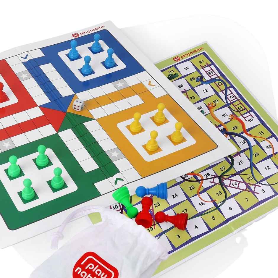 Play Nation Ludo and Snakes N Ladders Board Game - Multicolour