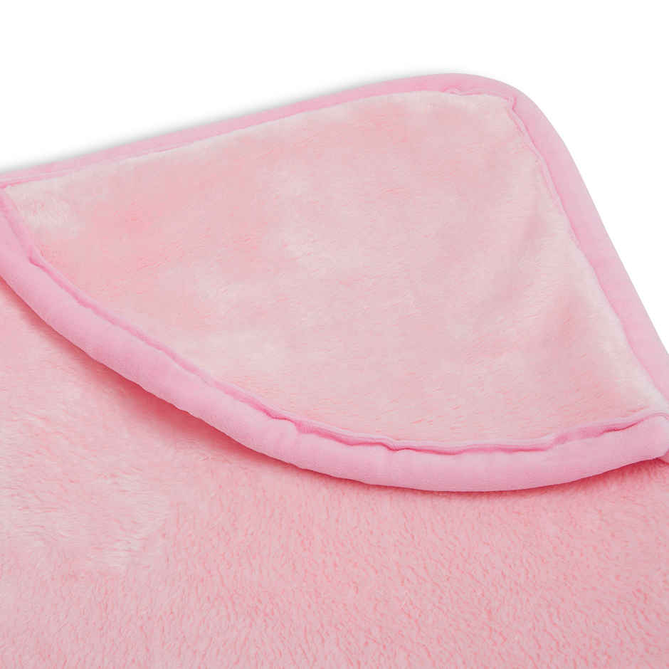 Haus & Kinder 450 GSM Hooded Blanket | New Born Baby | 0 to 6 Months | Baby Pink - 75 x 75 cm