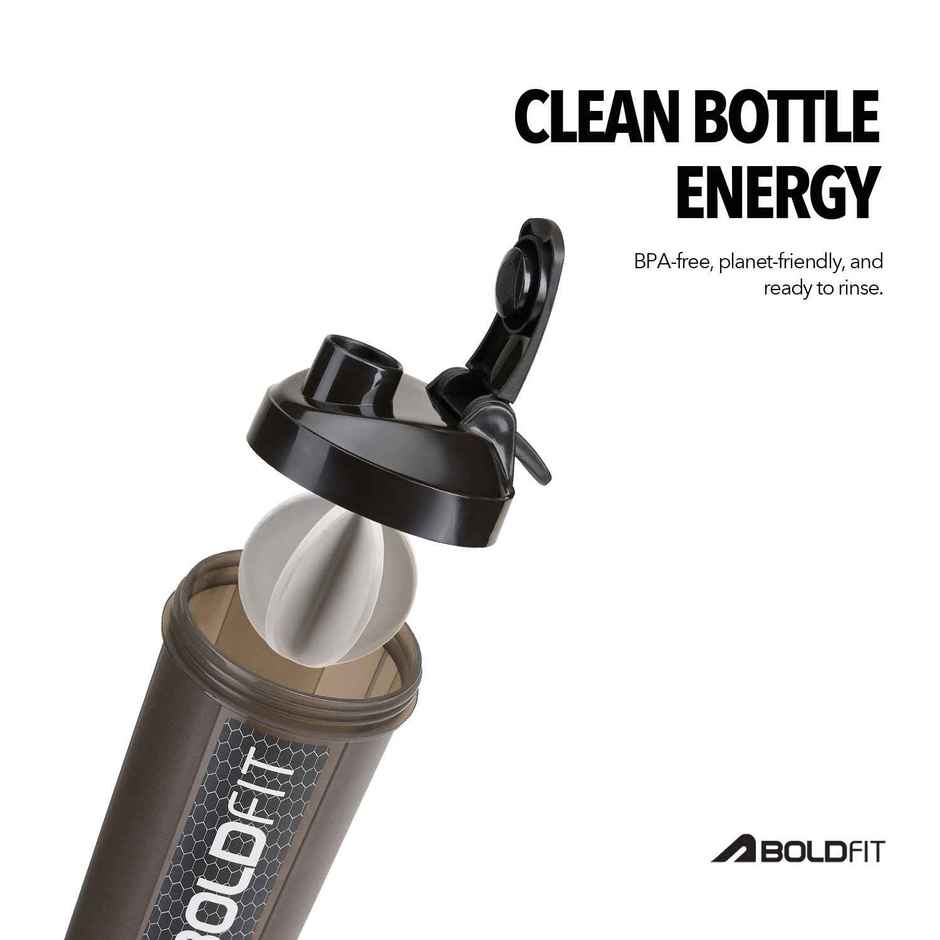 Boldfit Gym Typhoon Shaker Bottle | 700 ml | 100% Leakproof | Black
