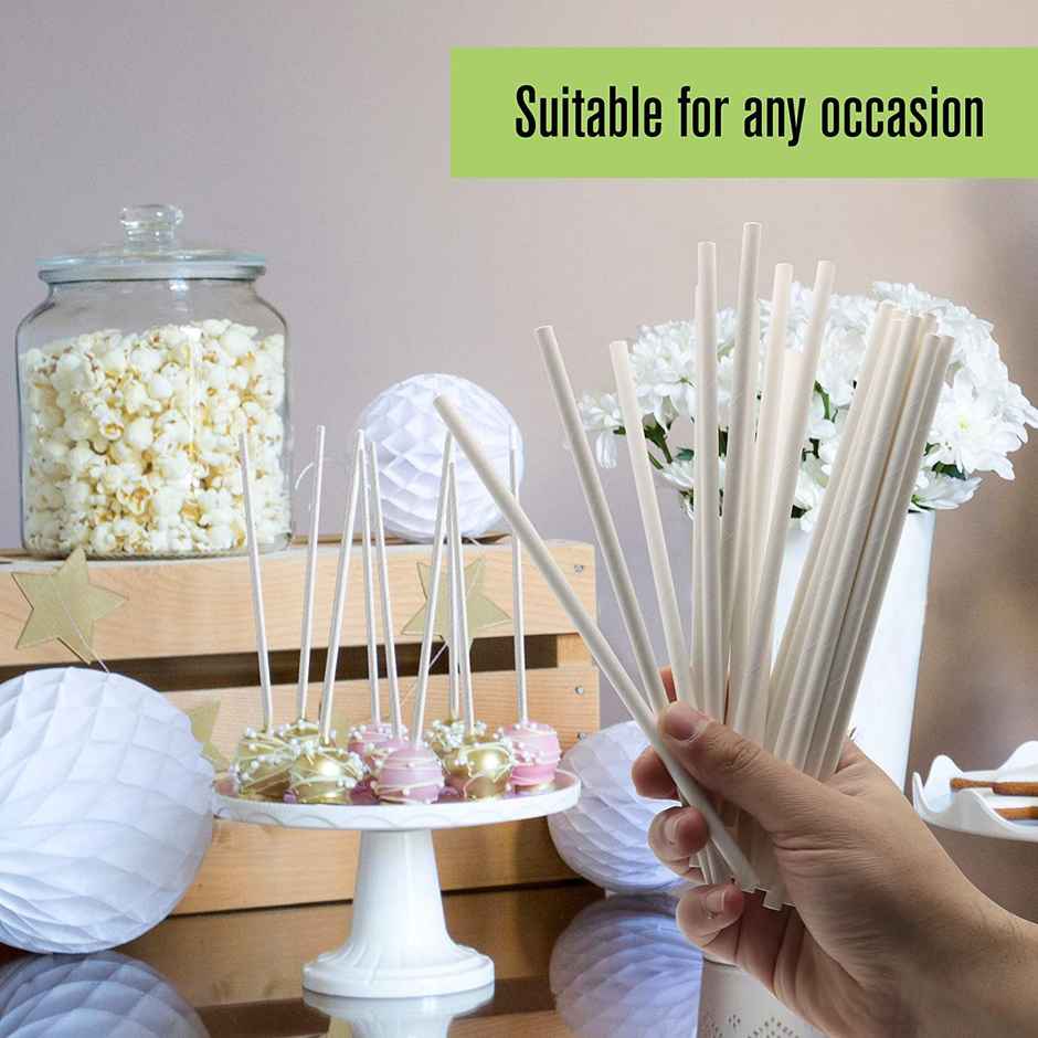 Tempware Disposable White Straw Pack Of 50 (8*10)