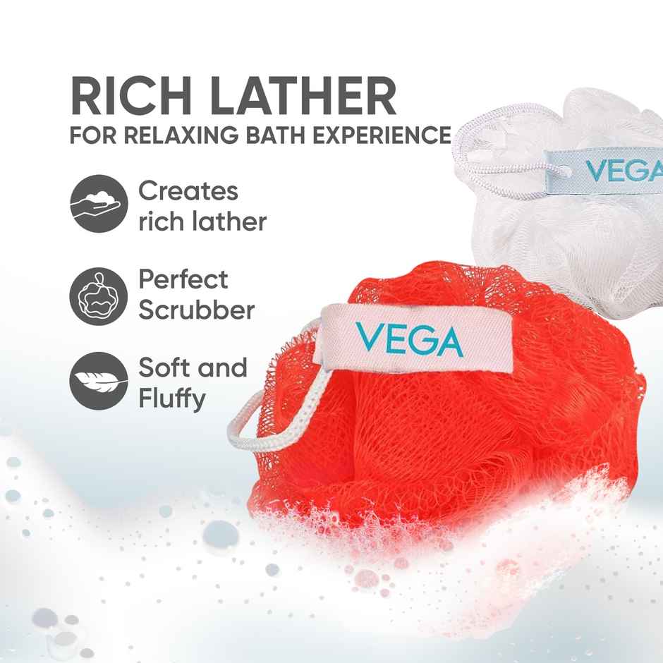 Vega Mini Bath Loofah Sponge Remove Dead Skin for Men & Women, Pack of 2 (BA-3/12)