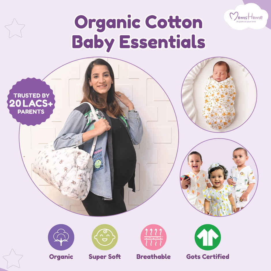 Moms Home Organic Cotton New Born Baby Girl Gift Set | 6 Items | Blossom