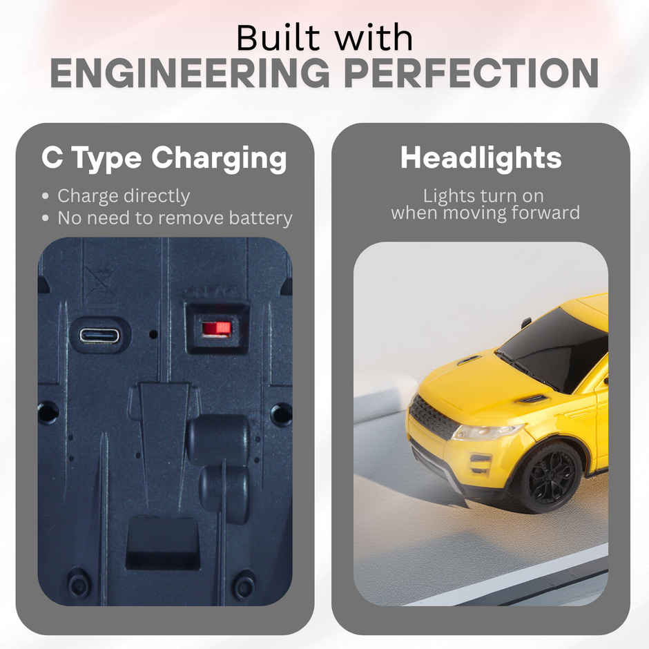 Race N Roll 1:24 Rechargeable Hi Speed Mini Remote Control Car - Rov Yellow