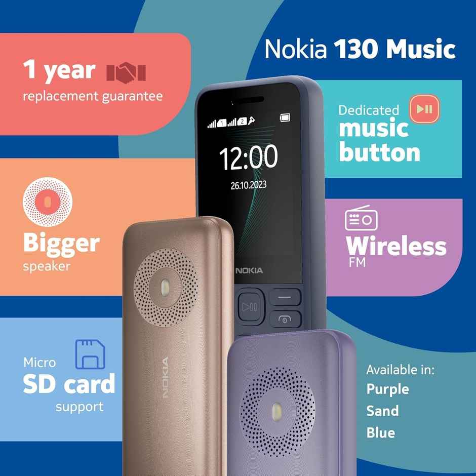 Nokia 130 Music Dual Sim Keypad Mobile | 2.4" Display | 1450 mAh Battery | Purple