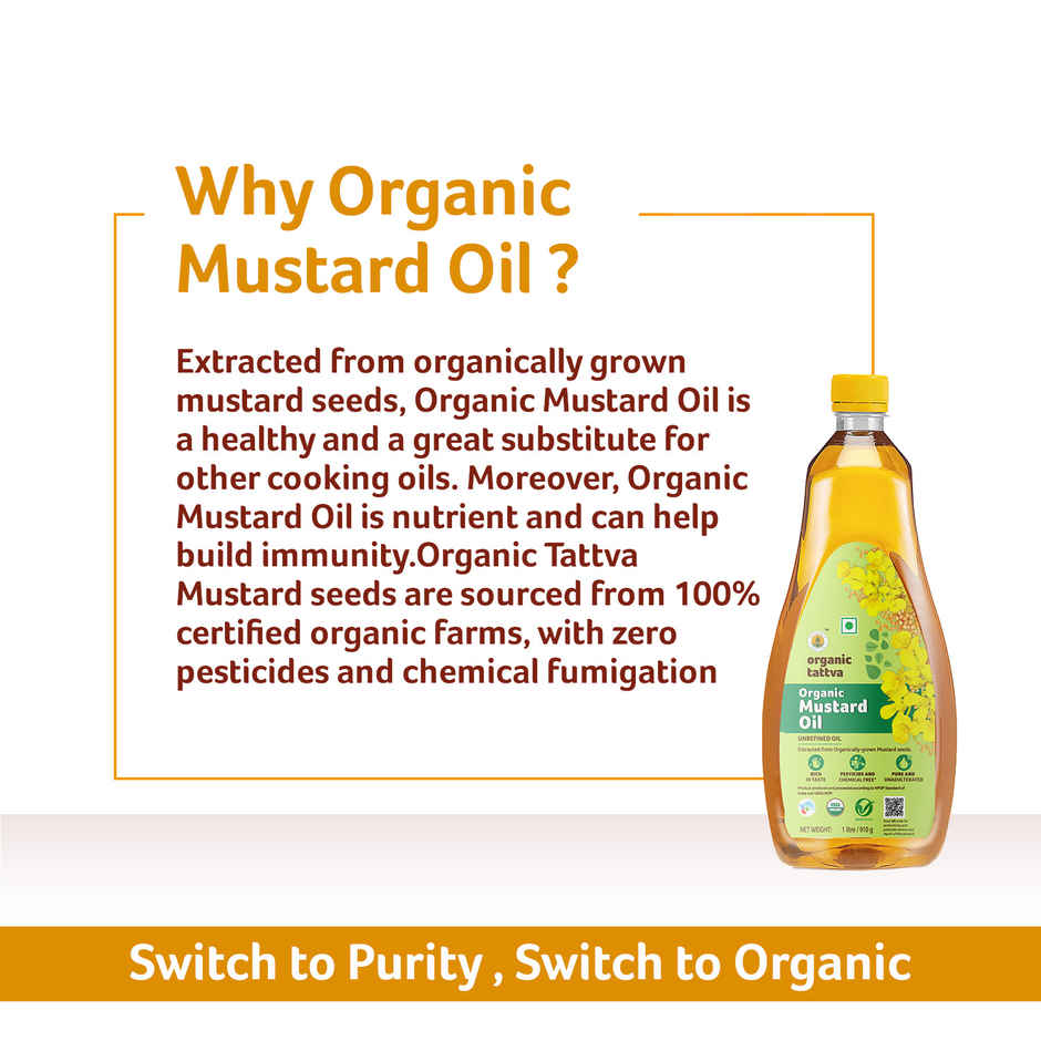Organic Tattva Mustard (Sarson) Cold Pressed Oil | Healthy Cooking Oil