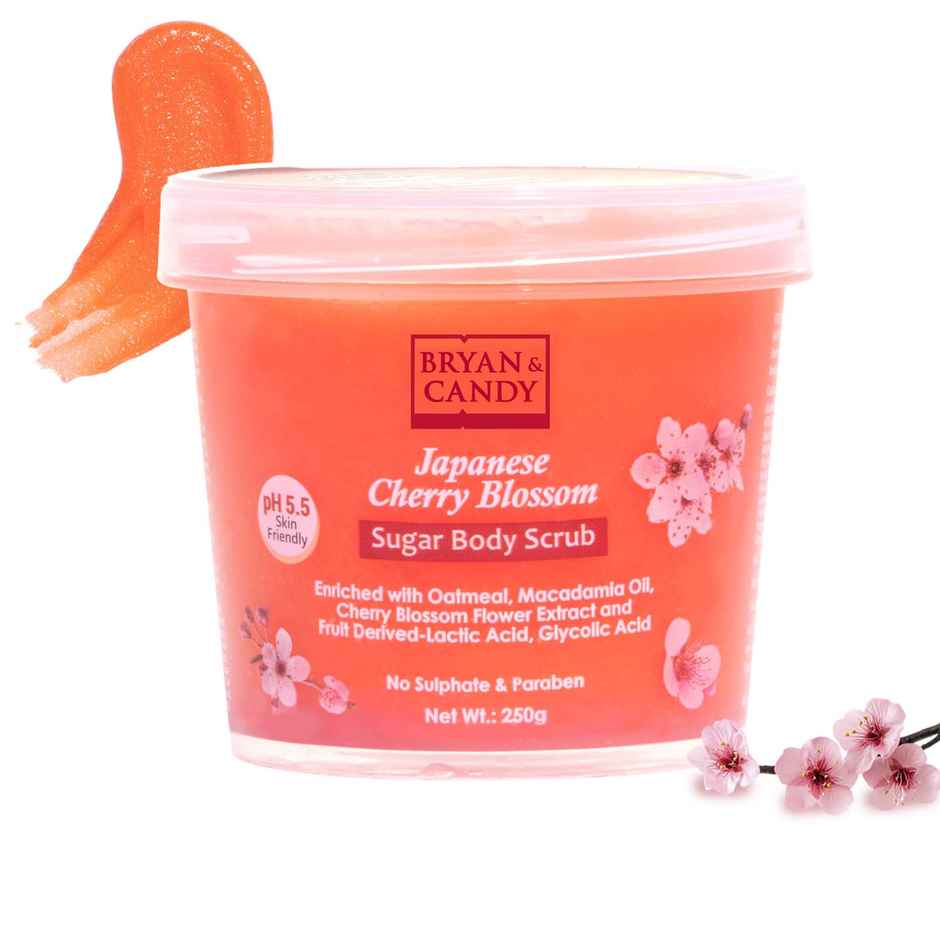 Bryan & Candy Cherry Blossom Sugar Body Scrub Ph 5.5 For Tan Removal And Exfoliation