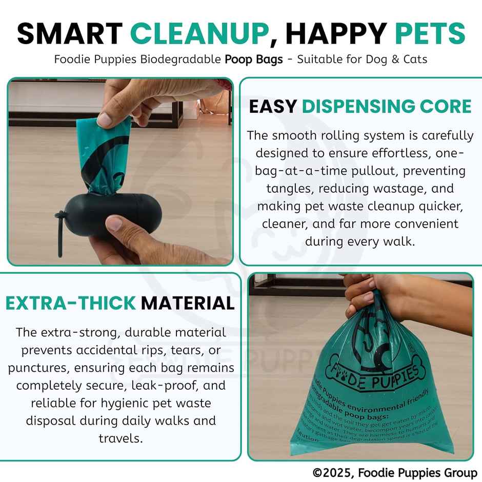 Foodie Puppies Pet Biodegradable Scented Poop Bags | 15 Bags Per Roll