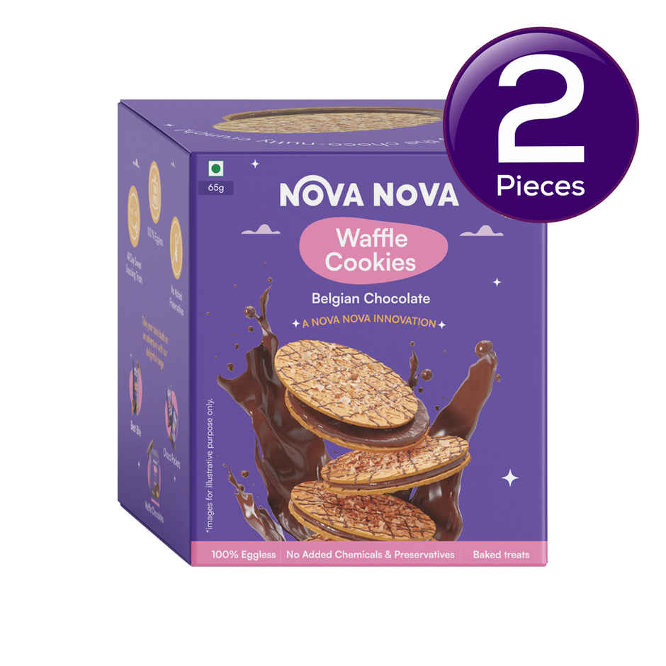 Nova Mini Waffle Cookies - Belgian Chocolate Waffle Biscuits | Preservative-free Combo