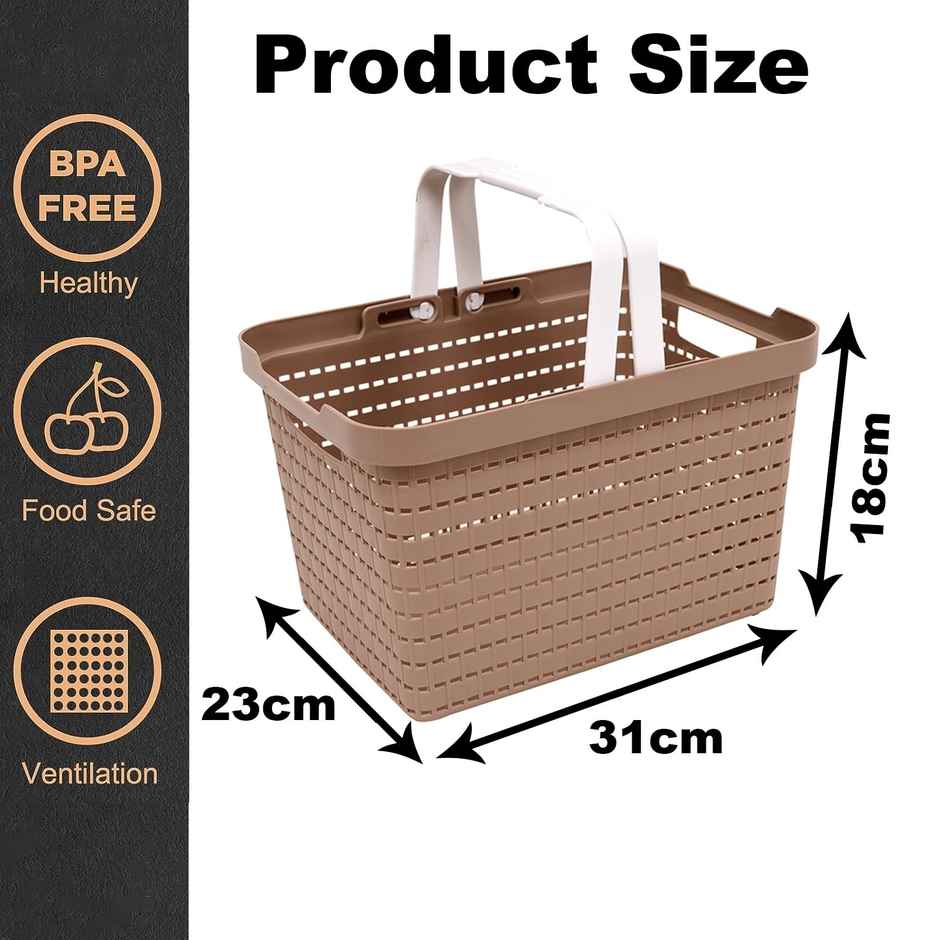 Kuber Industries Medium Plastic Storage Baskets | Foldable Baskets for Kitchen & Stationery | Beige