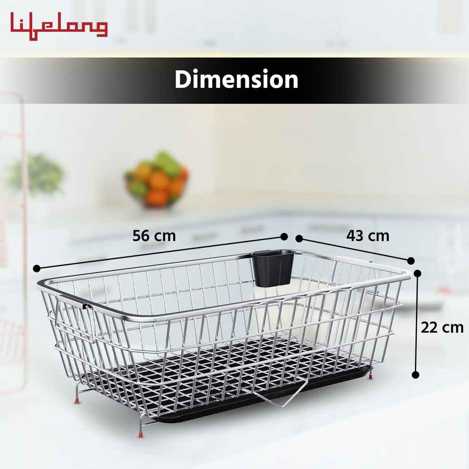 Lifelong Kitchen Organizer Stainless Steel Drying Rack Utensil Drainer Basket Sink Bartan Stand