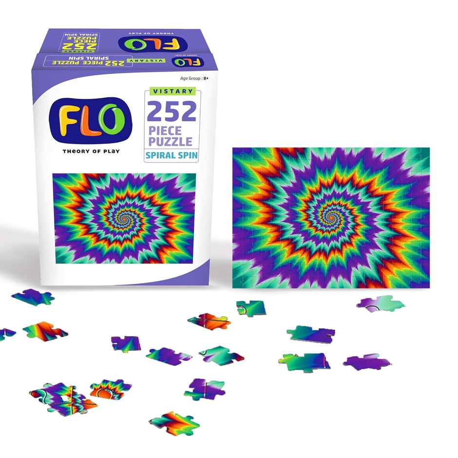 Flo Toys Spiral Spin 252-Piece Jigsaw Puzzle for Kids & Adults - Modern Art Brain Game & Gift Toy