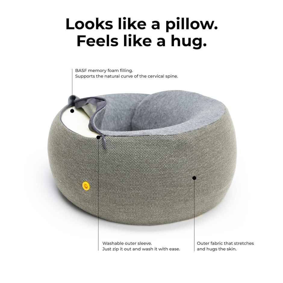 Mokobara Unisex Solid Cotton Neck Pillow | Grey - One Size